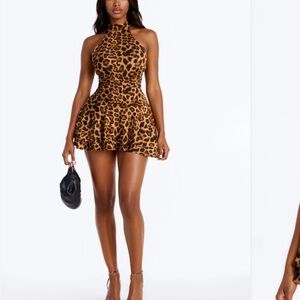 Fashion Nova Leopard Print Halter Dress